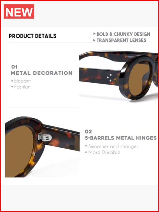 Oval Retro Trendy Sunglasses with UV400 Protection